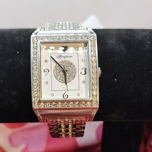 Brighton Diamond Bar Silver Tone Swavroski Crystals Watch
